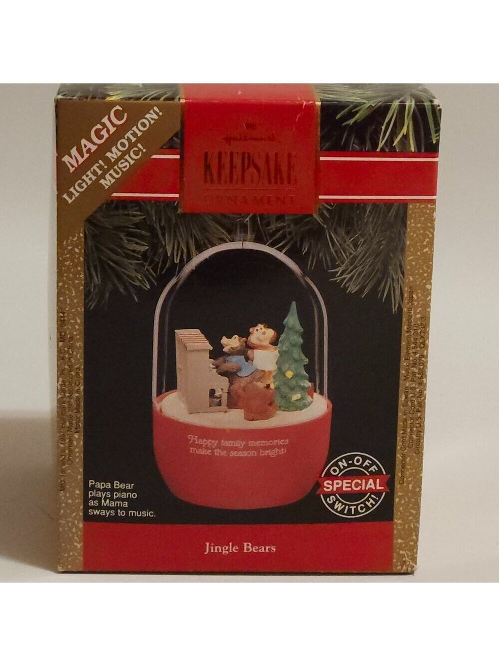 ADORABLE Hallmark Jingle Bears Light and Motion Ornament Hallmark Magic 1988